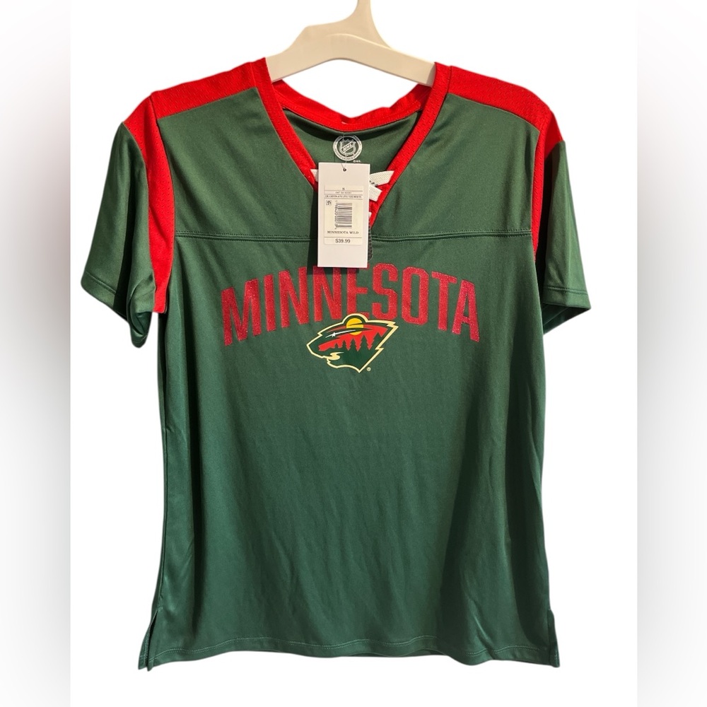 NHL Women's Green and Red Minnesota Jersey